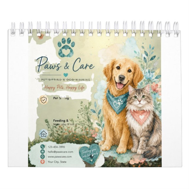 Husdjur,Katt Hund Sittar- och Promenerar Kalender  (Omslag)