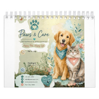 Husdjur,Katt Hund Sittar- och Promenerar Kalender