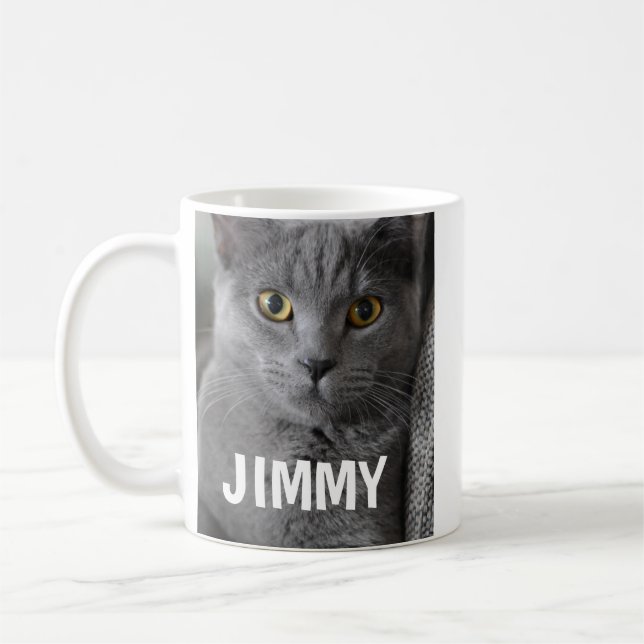 HUSDJUR KATT TYPOgRAFI ANPASSAD KAFFEMUGG (Vänster)