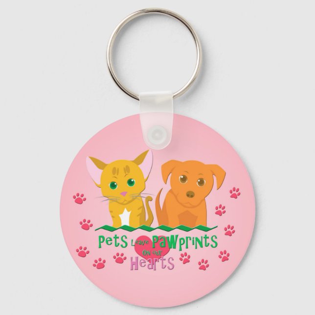 Husdjur Lämnar Tassavtryck på våra hjärtan Nyckelring (Framsida)