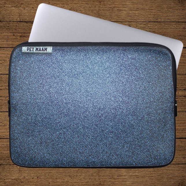 Husdjur Mamma Katt Älskare Modern Falska Denim Blå Laptop Fodral (Skapare uppladdad)