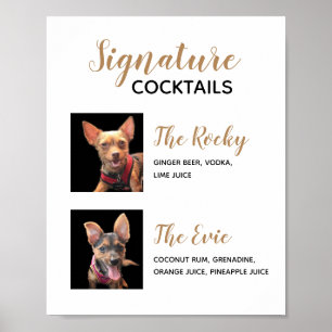 Husdjur Signaturdrycker Bröllops Cocktail Meny Aff Poster