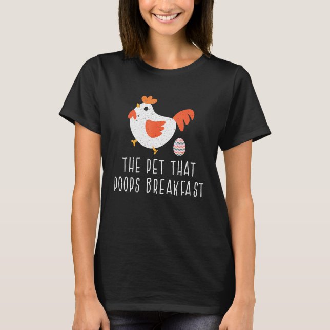 Husdjur som bajsar frukost kyckling present t shirt (Framsida)