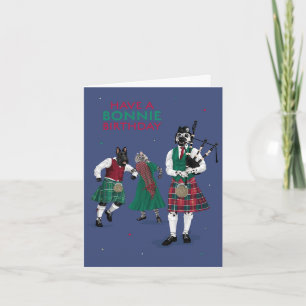 Husdjur spelar Bagpipes Bonnie Birthday Kort