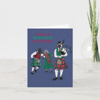 Husdjur spelar Bagpipes Bonnie Birthday Kort