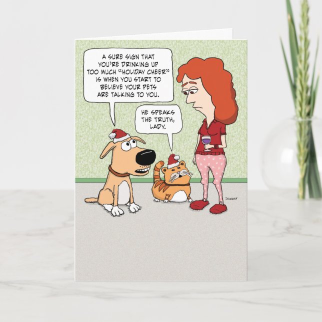 Husdjur Tänka Du dricker för mycket på julen Kort (Framsida)