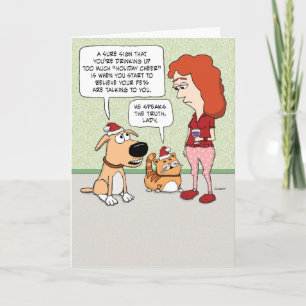 Husdjur Tänka Du dricker för mycket på julen Kort