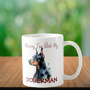 Husdjur Vattenfärg Doberman Svart Personlig Kaffemugg