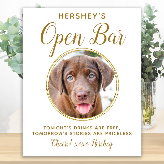 Husdjurbröllop Öppen bar Hundfoto Eleganta Guld Dr Poster (Skapare uppladdad)
