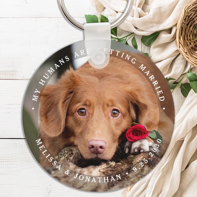 Husdjurbröllop Personlig Hund Foto Förlovning Nyckelring (Skapare uppladdad)