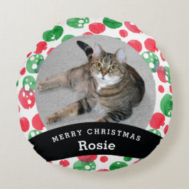 Husdjuret personifierade röda gröna vattenfärgen rund kudde