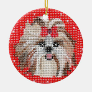 Husdjurprydnadar - Shih Tzu Julgransprydnad Keramik