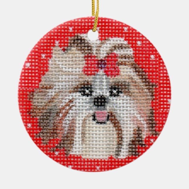 Husdjurprydnadar - Shih Tzu Julgransprydnad Keramik (Framsidan)