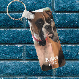 Husdjurs Boxer Foto Vit typografi Anpassa Nyckelring