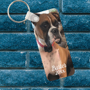 Husdjurs Boxer Foto Vit typografi Anpassa Nyckelring