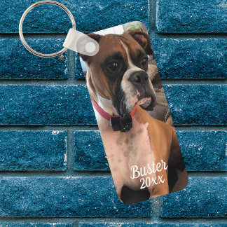 Husdjurs Boxer Foto Vit typografi Anpassa Nyckelring