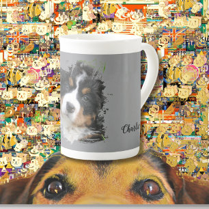 husdjurs namn elegant typografi & foto benporslin mugg