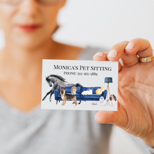 Husdjursitting Hund Katt Träning Akvarell Husdjur  Visitkort (Skapare uppladdad)