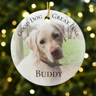 Husdjursminnesmärke Fotoornament Bra Hund Julgransprydnad Keramik