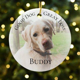 Husdjursminnesmärke Fotoornament Bra Hund Julgransprydnad Keramik