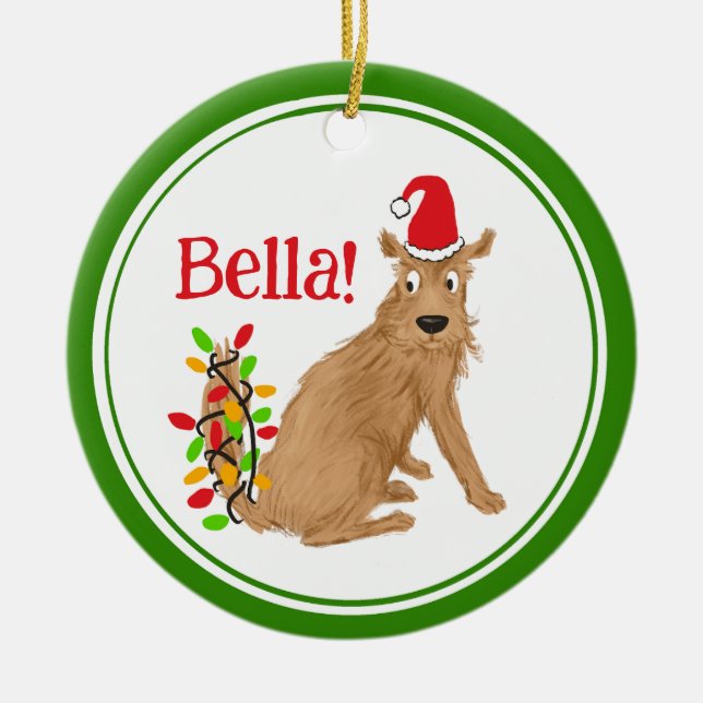 Husdjursprydnad rolig humor söt hund julgransprydnad keramik (Framsidan)