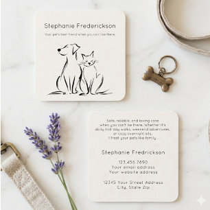 Husdjurssittare Minimalistisk Svart och Kräm Linje Fyrkantigt Visitkort