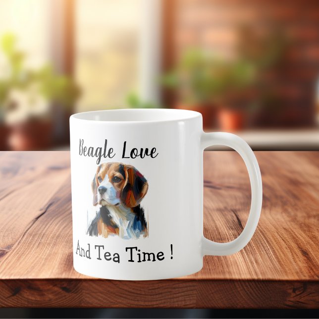 Husdjurste Tid Brun beagle Personligisera Kaffemugg (Customize the wording!)