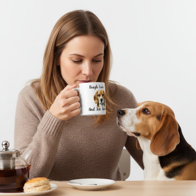 Husdjurste Tid Brun beagle Personligisera Kaffemugg (Skapare uppladdad)