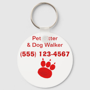 Husdjursvakt & Hundpromenad Paw Print Nyckelring