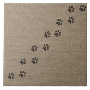 Husdjurtassavtrycket på Burlap verkställer design Kakelplatta