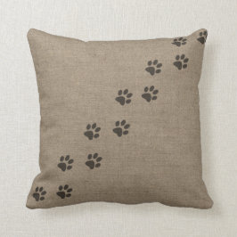 Husdjurtassavtrycket på Burlap verkställer design Kudde