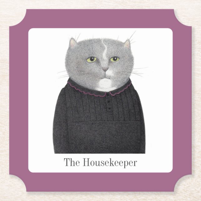 HUSEKEEPER CAT Biljett Papper Underlägg + Text (Framsida)