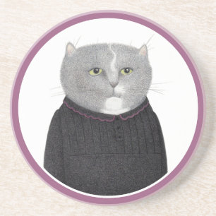 HUSEKEEPER CAT Round Sandstone Underlägg