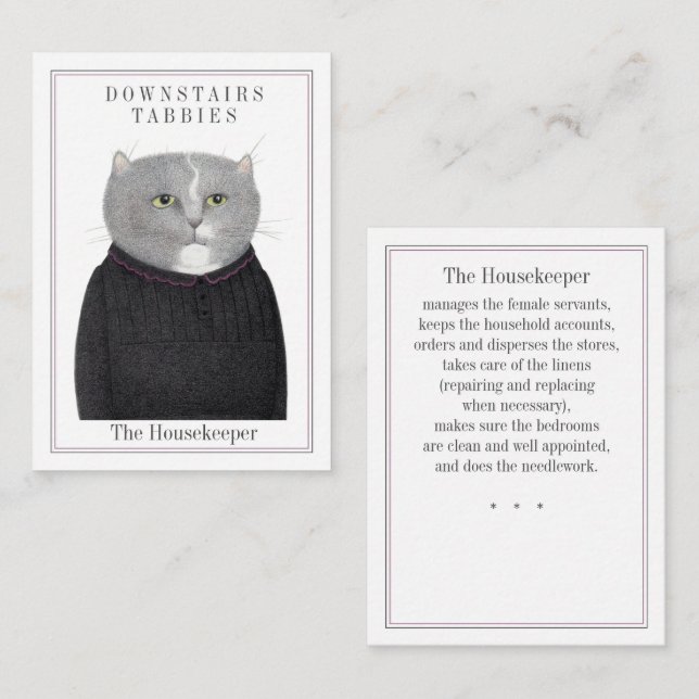 HUSEKEEPER CAT Trafikkort Anteckningskort (Fram/baksida)