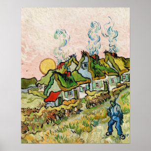 Husen och Figur (1890) av Vincent Van Gogh Poster