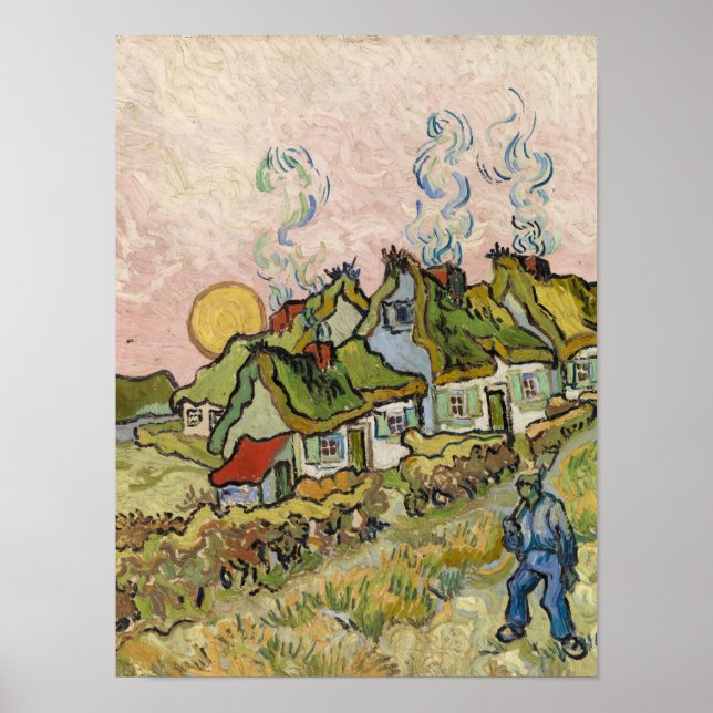 Husen och Figur av Vincent van Gogh Poster (Framsidan)