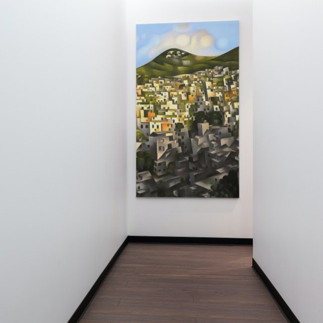 Husen på Hillside - Abstrakt Art Fethiye Canvastryck (Skapare uppladdad)