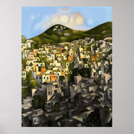 Husen på Hillside - Abstrakt Art Fethiye Poster