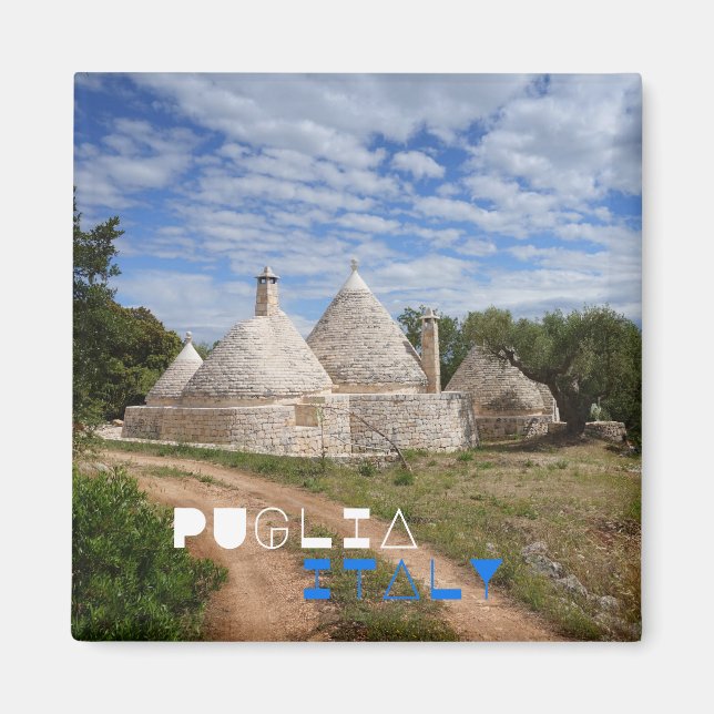Husen Trulli i Apulien Magnet (Framsidan)