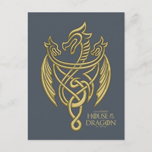 HUSET DRAGON | Guld Filigran Drak Krön Vykort (Framsida)