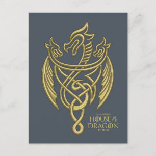 HUSET DRAGON Guld Filigran Drak Krön Vykort