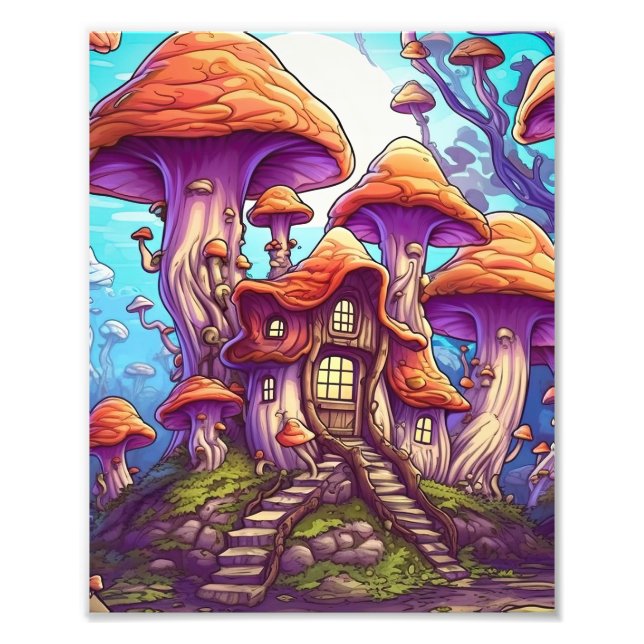 Huset Fantasy Mushroom Fototryck (Framsidan)