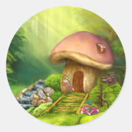 Huset för champinjon runt klistermärke