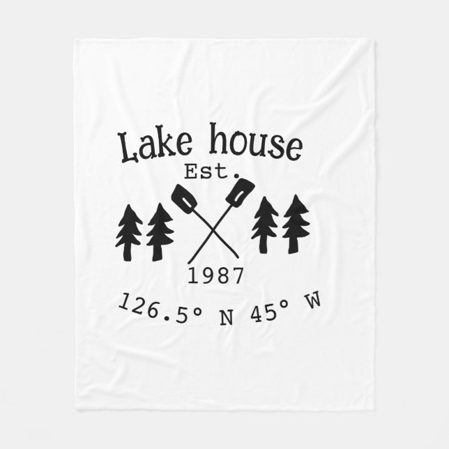 Huset i sjö. Datumårskoordinater lägga till anpass Fleecefilt (Framsidan)