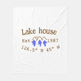 Huset i sjö. Datumårskoordinater lägga till anpass Fleecefilt