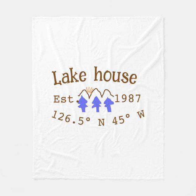 Huset i sjö. Datumårskoordinater lägga till anpass Fleecefilt (Framsidan)