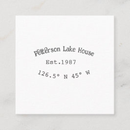 Huset i sjö. Datumårskoordinater lägga till anpass Fyrkantigt Visitkort