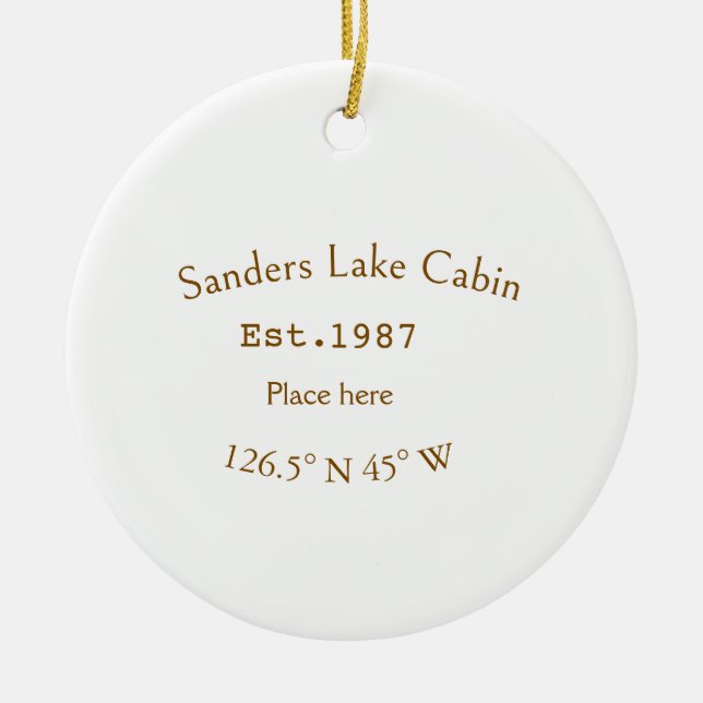 Huset i sjö. Datumårskoordinater lägga till anpass Julgransprydnad Keramik (Framsidan)