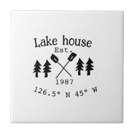 Huset i sjö. Datumårskoordinater lägga till anpass Kakelplatta