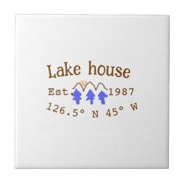 Huset i sjö. Datumårskoordinater lägga till anpass Kakelplatta